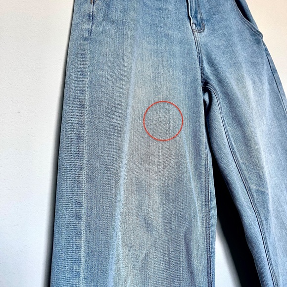 American Eagle Baggy Mom Jeans Hi-Rise Blue Paper bag Elastic Waist Size 4 / 27 - Picture 12 of 12